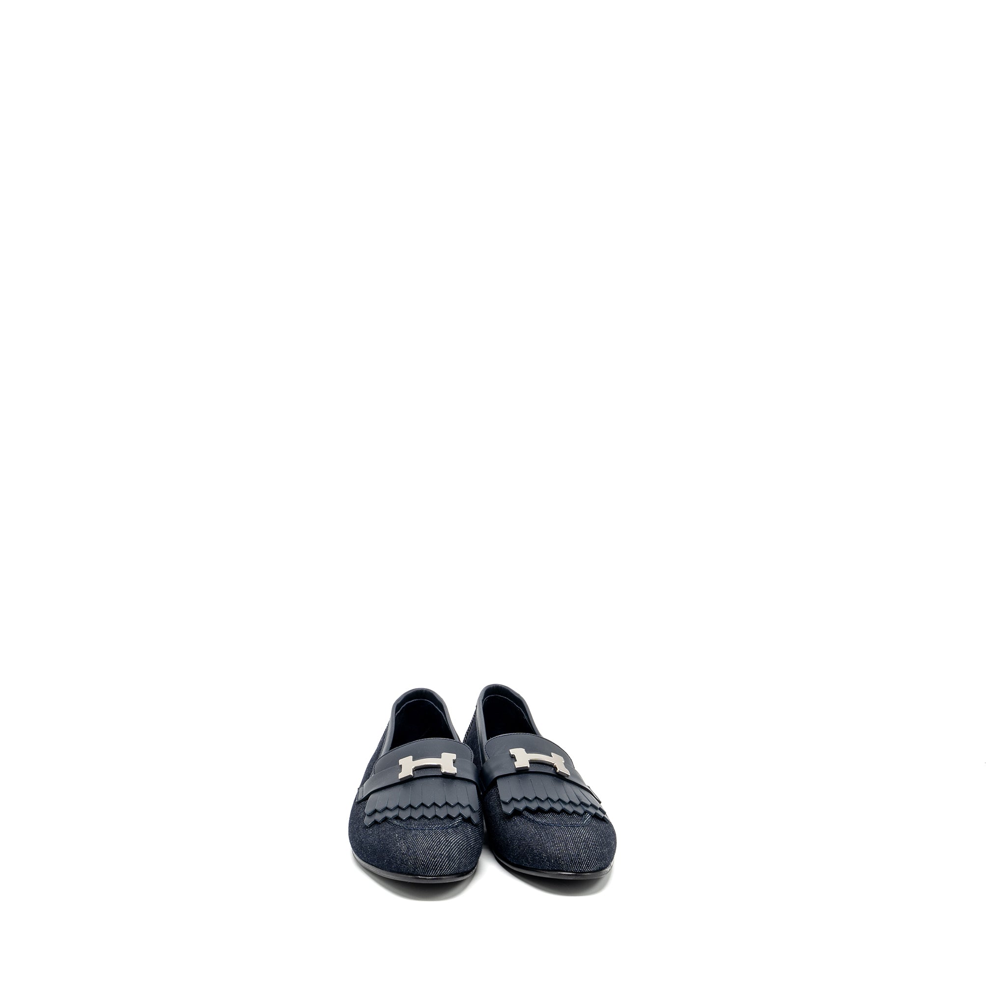 HERMES MOCASSINS ROYAL LOAFER DENIM/CALFSKIN BLEU BRUT/MARINE SHW
