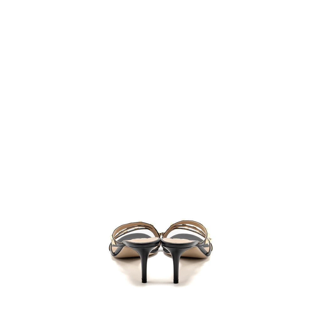 VALENTINO GARAVANI ROCKSTUD HEELS SANDALS LEATHER BLACK LGHW