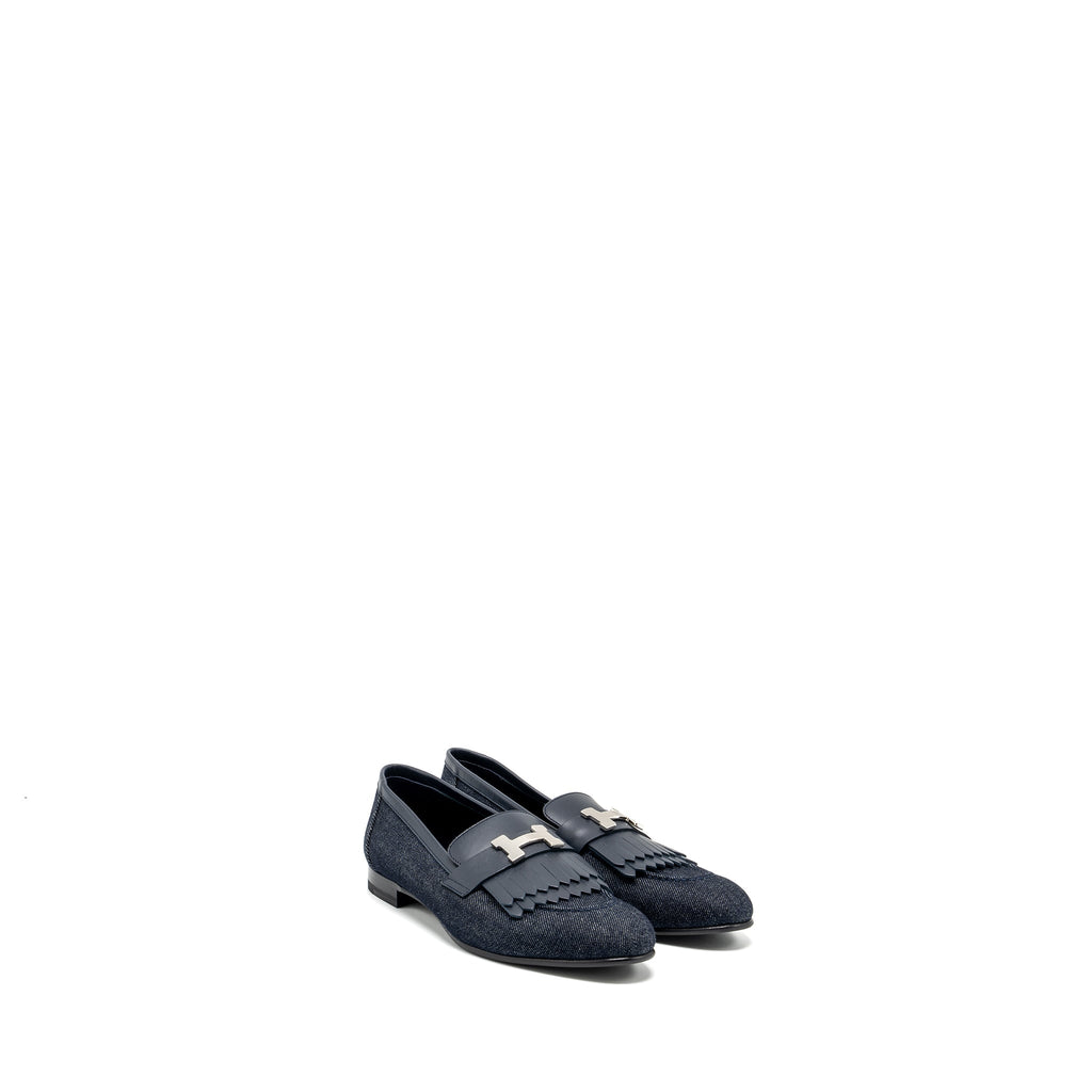 HERMES MOCASSINS ROYAL LOAFER DENIM/CALFSKIN BLEU BRUT/MARINE SHW