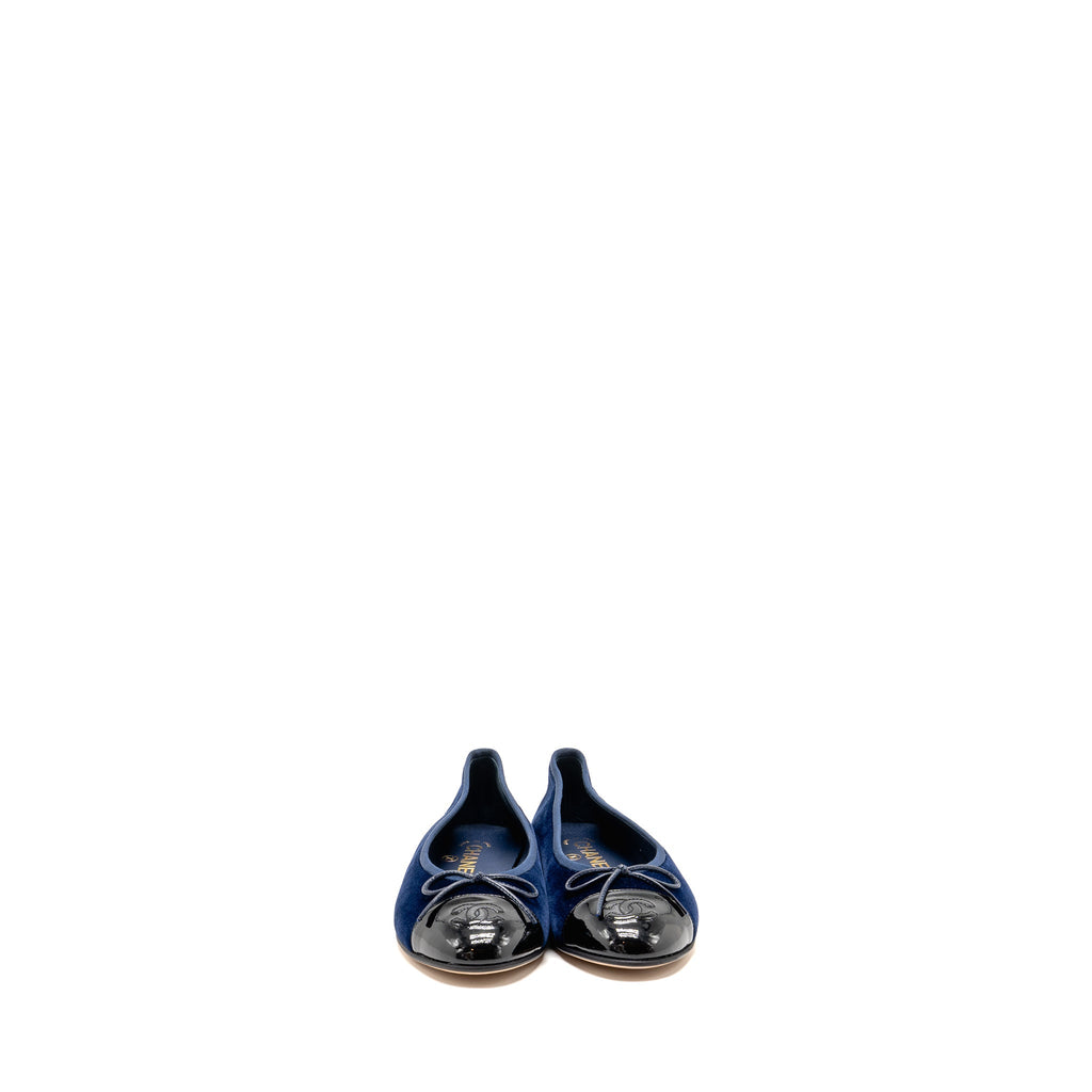 Chanel Ballet Flats Velvet/Patent Navy/Black