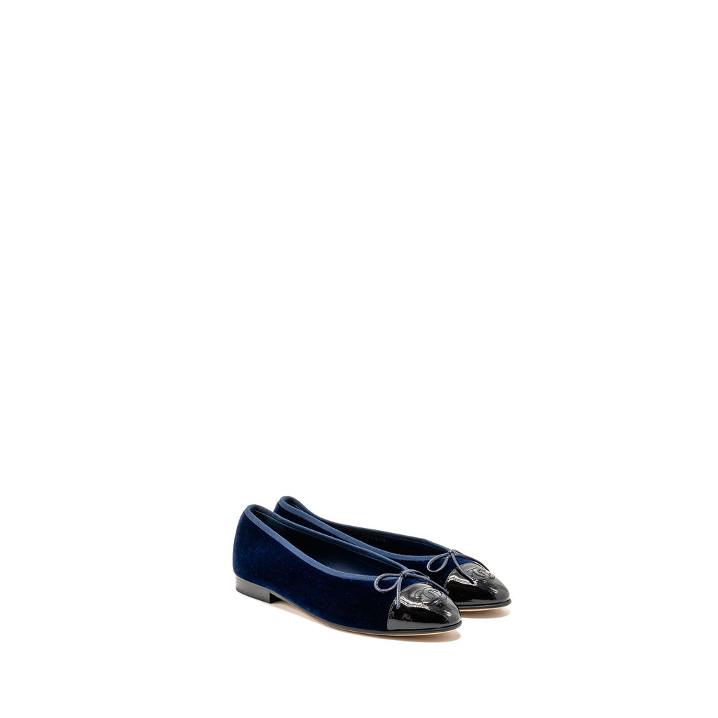 Chanel Ballet Flats Velvet/Patent Navy/Black