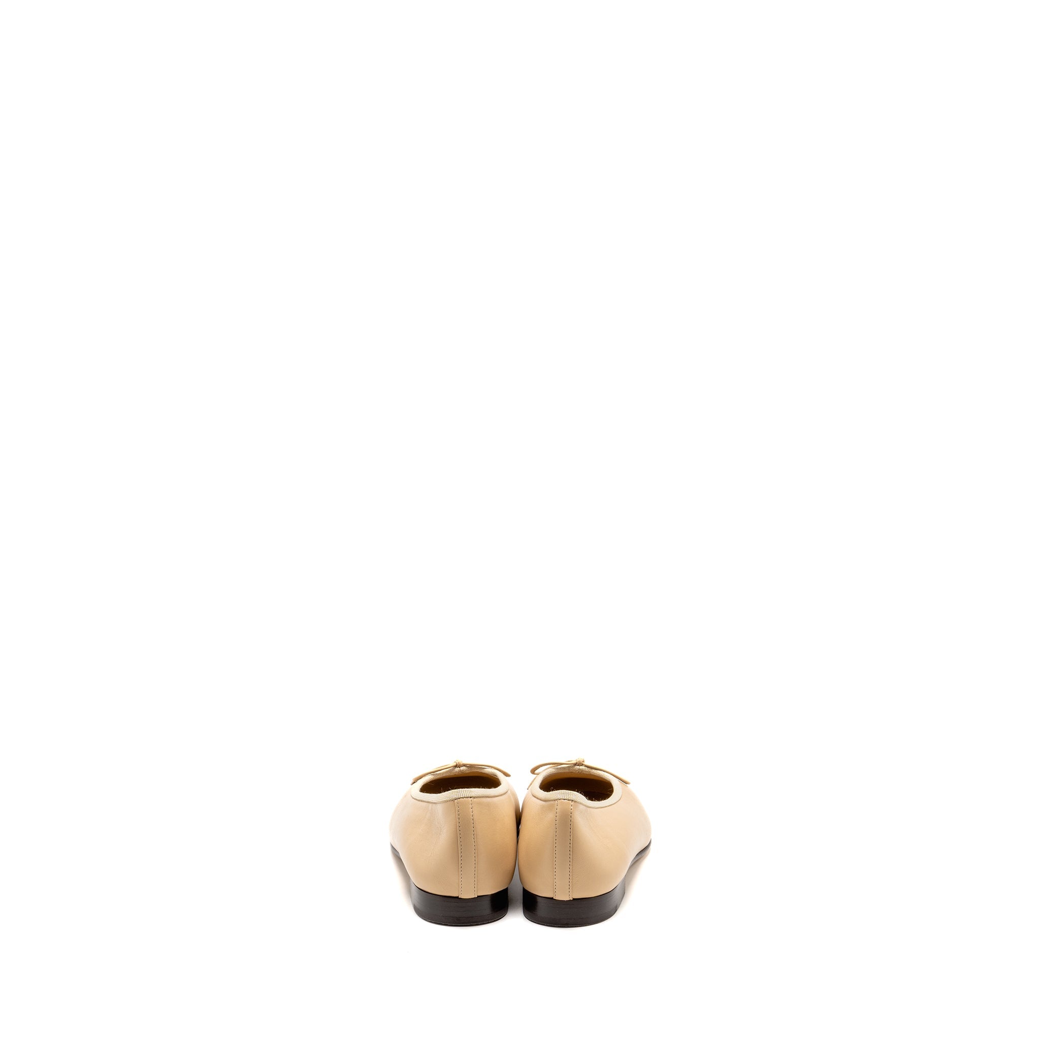 CHANEL BALLERINAS FLAT SHOES LAMBSKIN BEIGE/BLACK