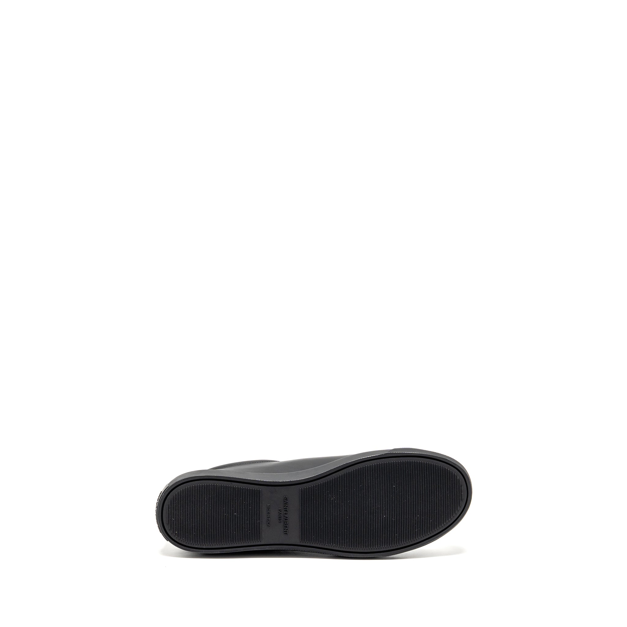 SAINT LAURENT/YSL ANDY LOW TOP SNEAKERS LEATHER BLACK/GOLD