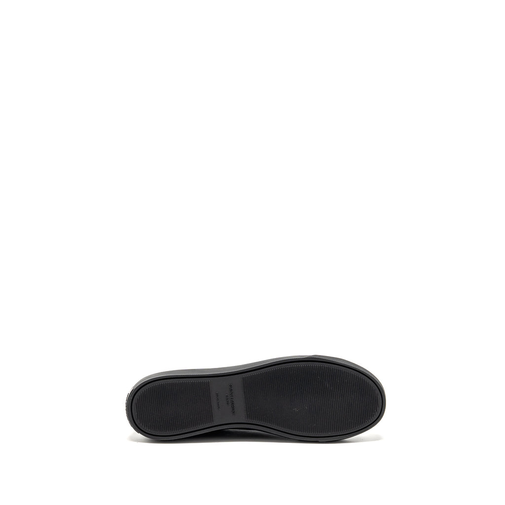 SAINT LAURENT/YSL ANDY LOW TOP SNEAKERS LEATHER BLACK/GOLD