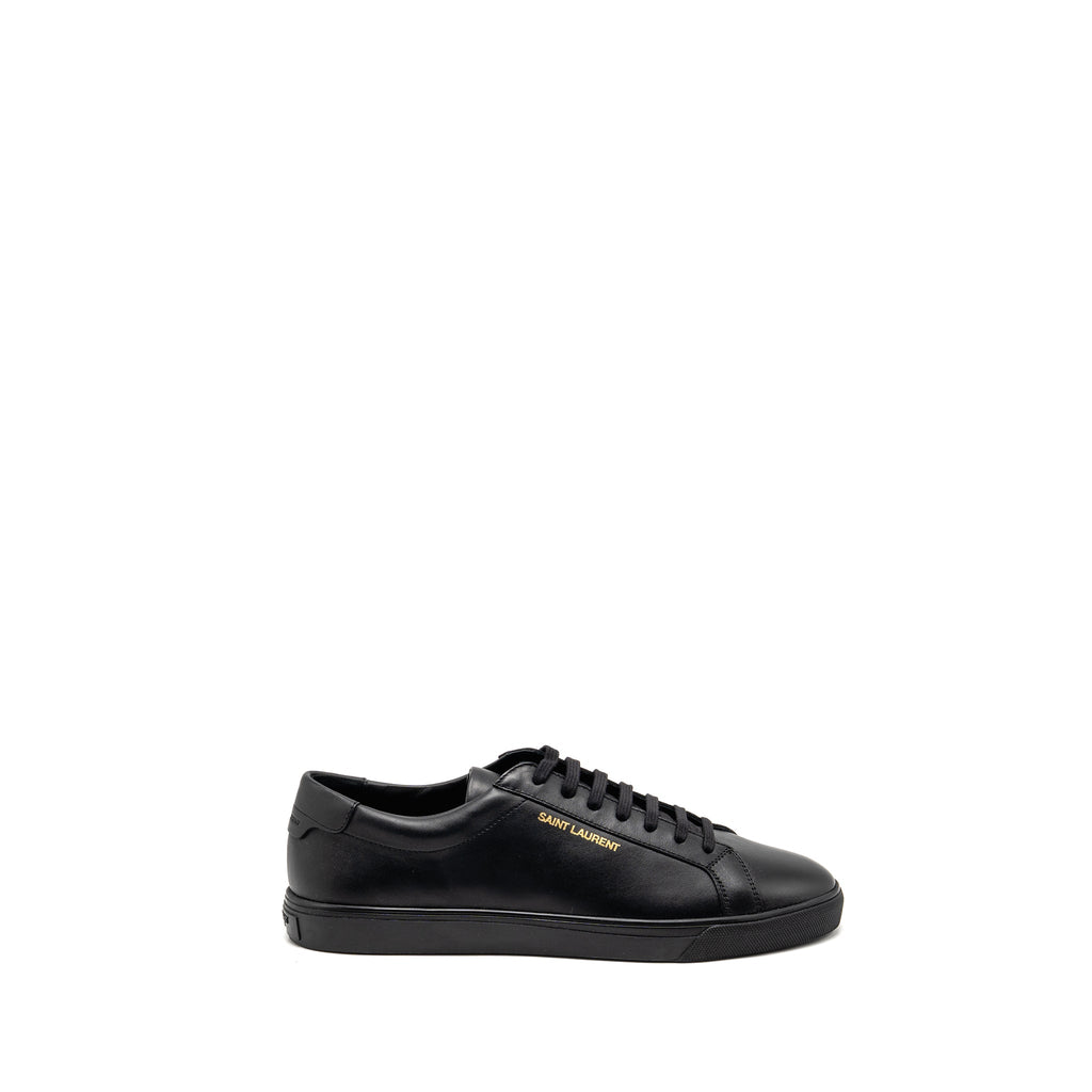 SAINT LAURENT/YSL ANDY LOW TOP SNEAKERS LEATHER BLACK/GOLD