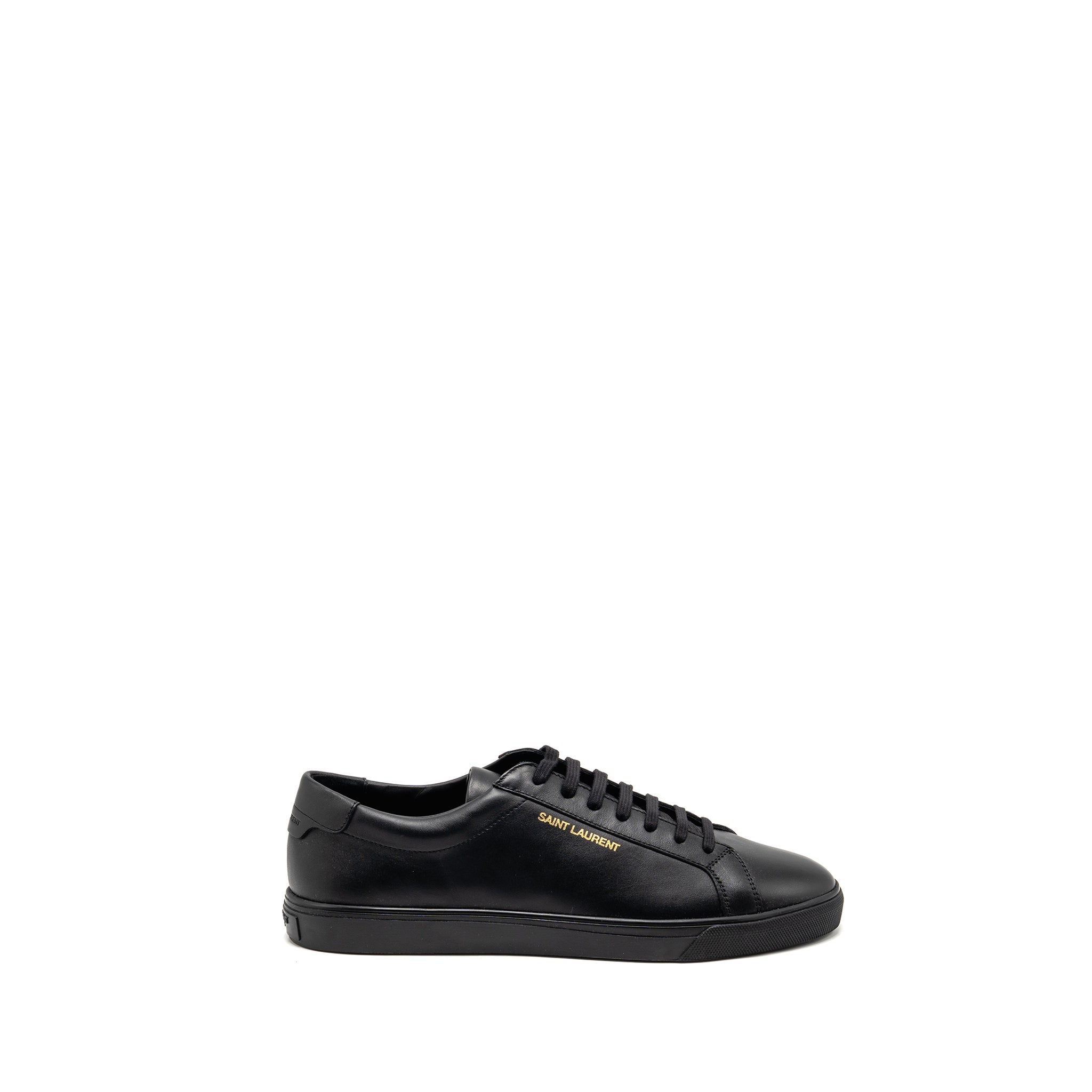 SAINT LAURENT/YSL ANDY LOW TOP SNEAKERS LEATHER BLACK/GOLD