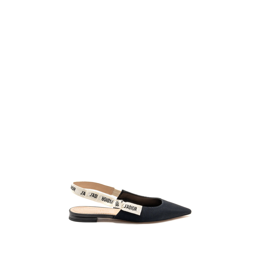 DIOR BALLERINA SLINGBACK SANDALS FABRIC/LEATHER BLACK