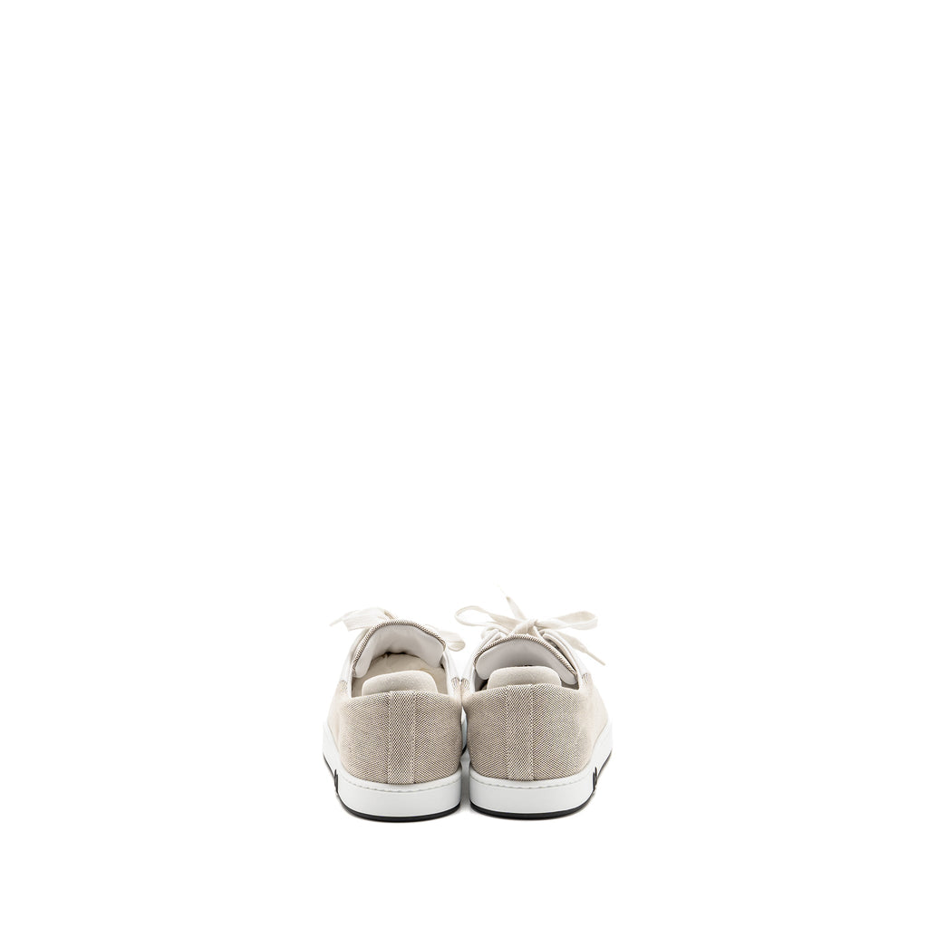 HERMES FEMME KID SNEAKER TOILE H / LEATHER PRUNOIR / BLANC