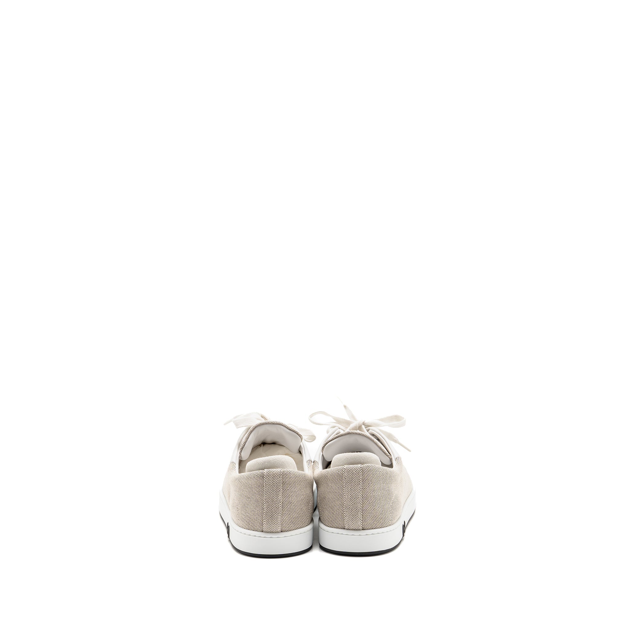 HERMES FEMME KID SNEAKER TOILE H / LEATHER PRUNOIR / BLANC