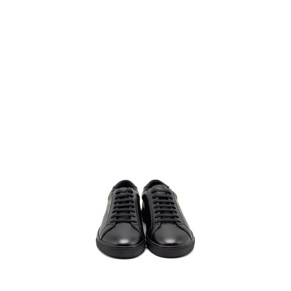 SAINT LAURENT/YSL ANDY LOW TOP SNEAKERS LEATHER BLACK/GOLD