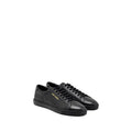 SAINT LAURENT/YSL ANDY LOW TOP SNEAKERS LEATHER BLACK/GOLD