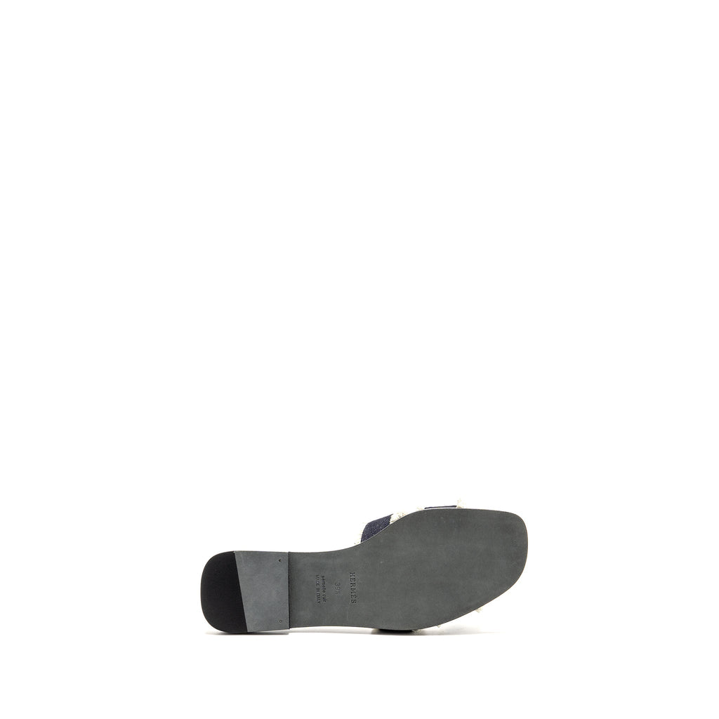 HERMES ORAN SANDAL DENIM/LAMBSKIN BLEU BRUT