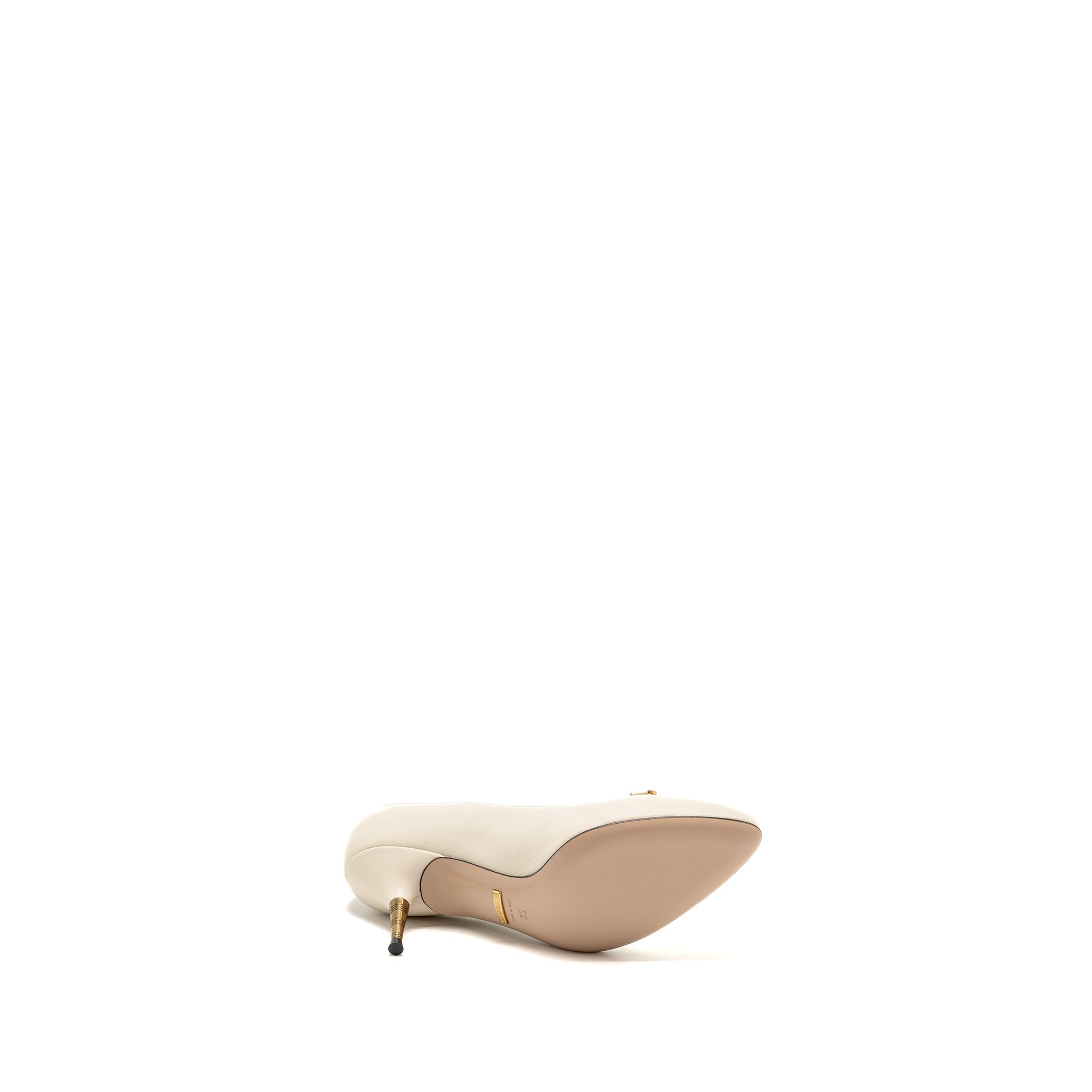 GUCCI INTERLOCKING G HORSEBIT DETAILED PUMPS LEATHER WHITE GHW