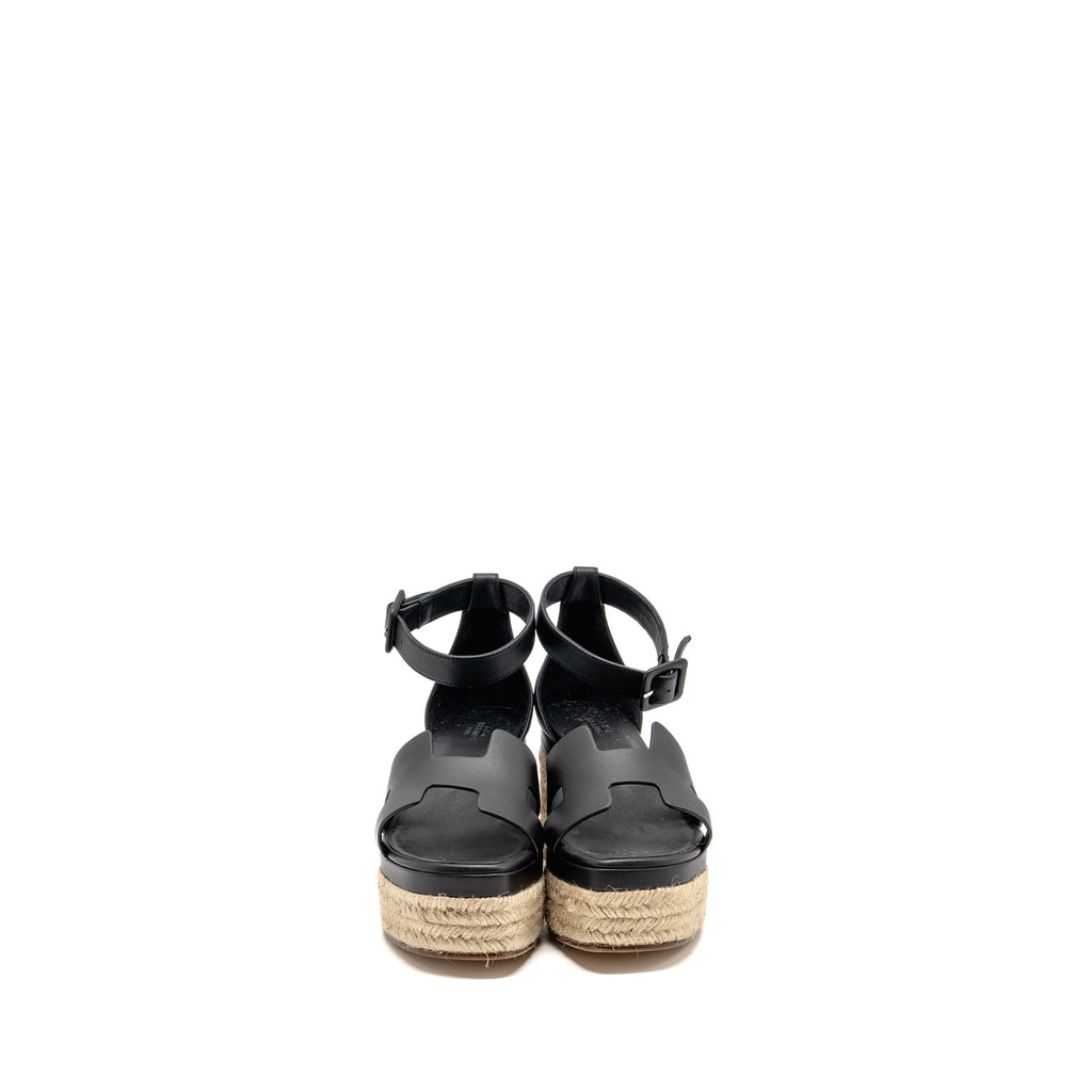 HERMES ELDA ESPADRILLE CALFSKIN BLACK