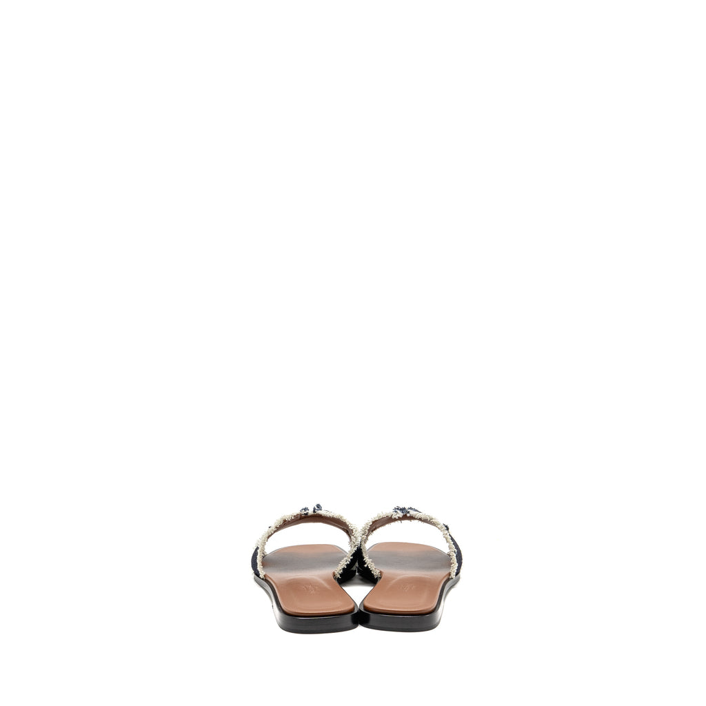 HERMES ORAN SANDAL DENIM/LAMBSKIN BLEU BRUT