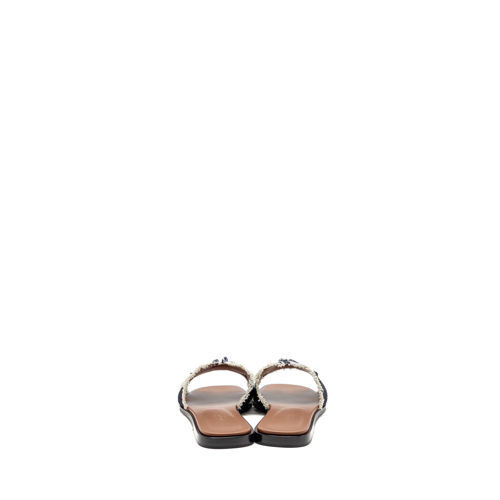 HERMES ORAN SANDAL DENIM/LAMBSKIN BLEU BRUT