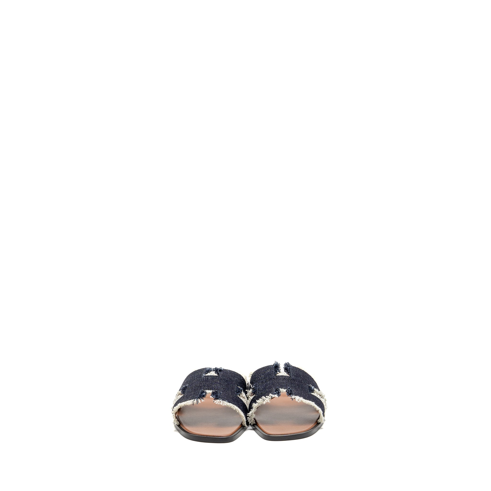 HERMES ORAN SANDAL DENIM/LAMBSKIN BLEU BRUT
