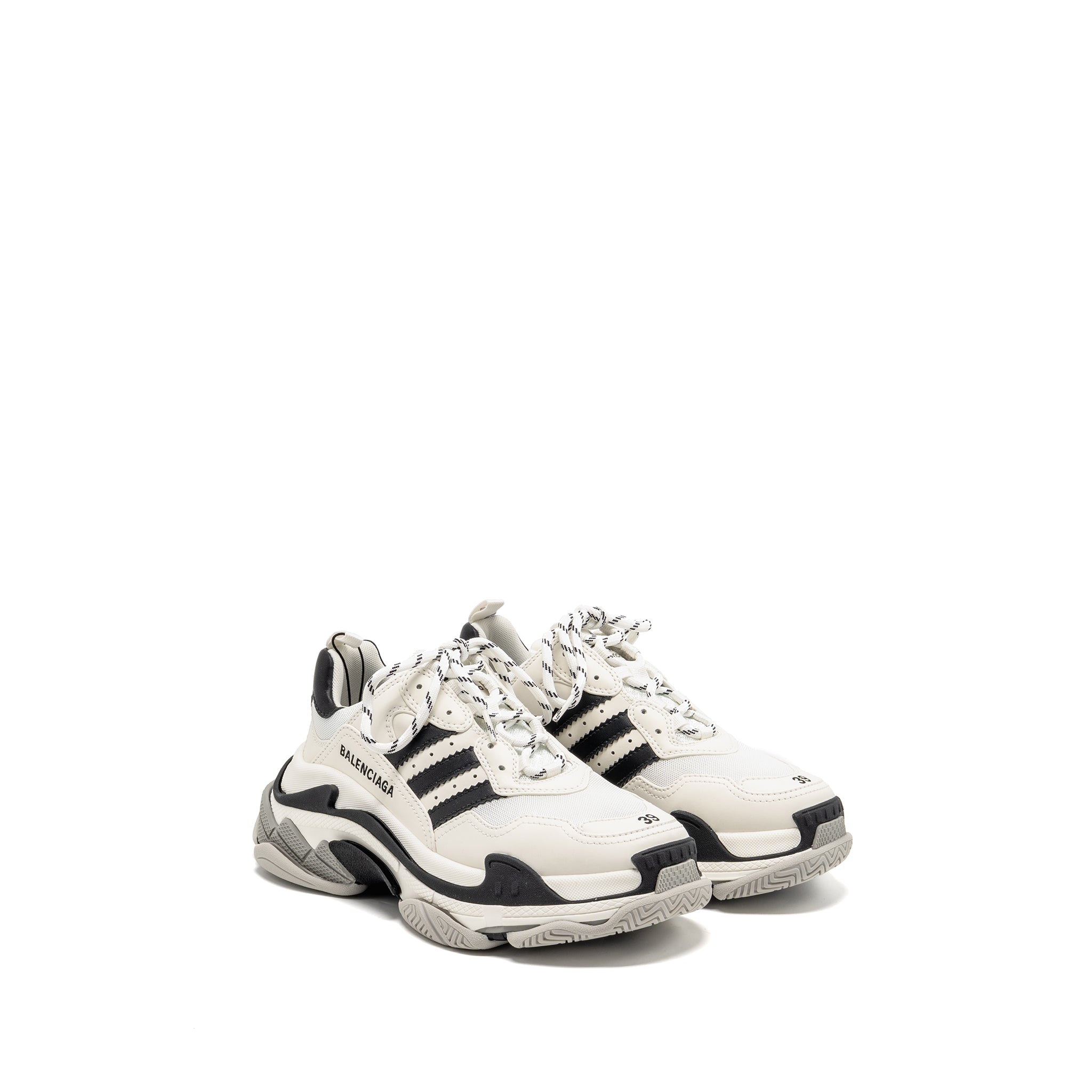 BALENCIAGA X ADIDAS TRIPLE S SNEAKER LIMITED EDITION LEATHER/MESH BLACK/WHITE