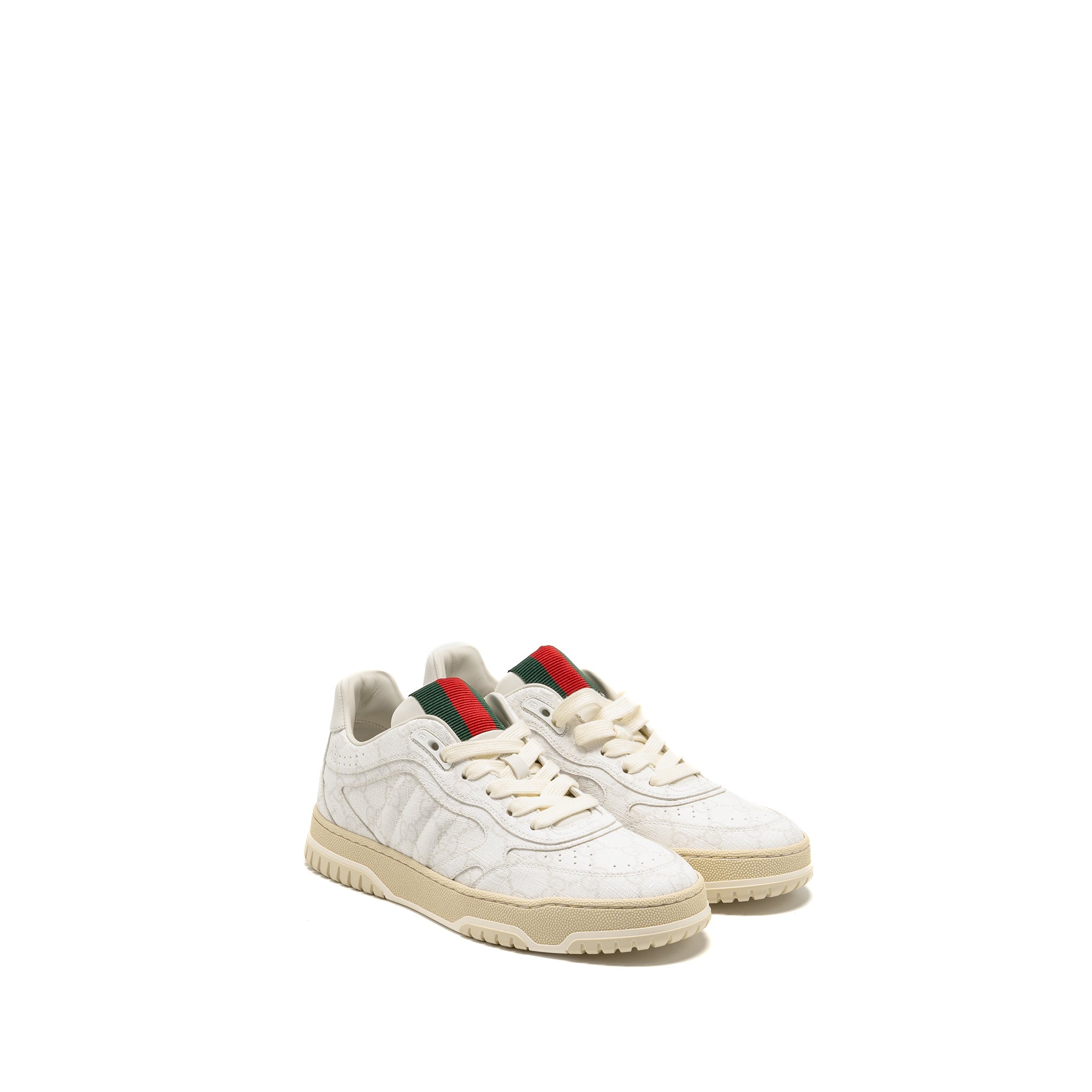 GUCCI RE-WEB TRAINER GG SUPREME CANVAS/LEATHER BEIGE/WHITE