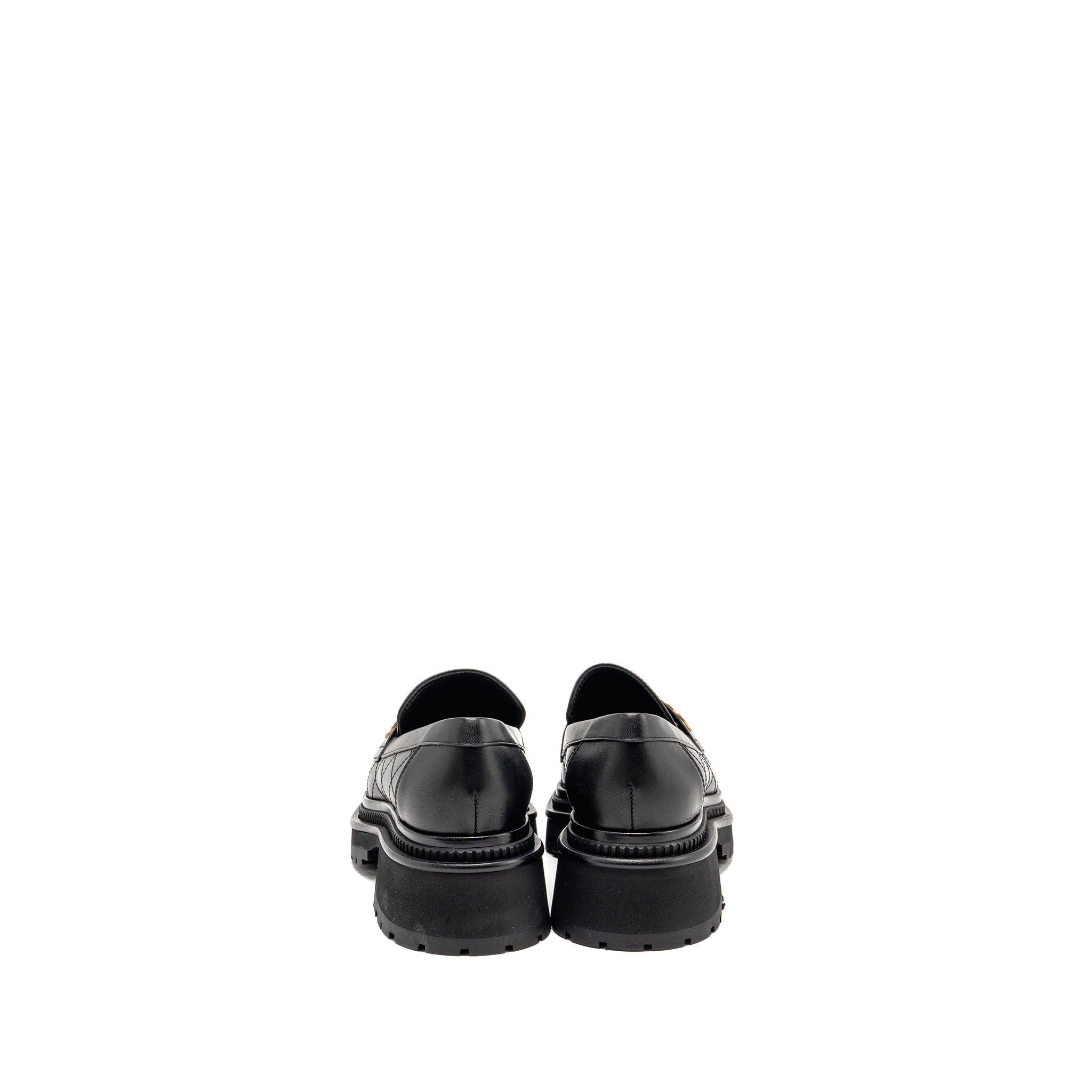 CHANEL 23A QULITED CC PLATFORM LOAFERS BLACK LGHW