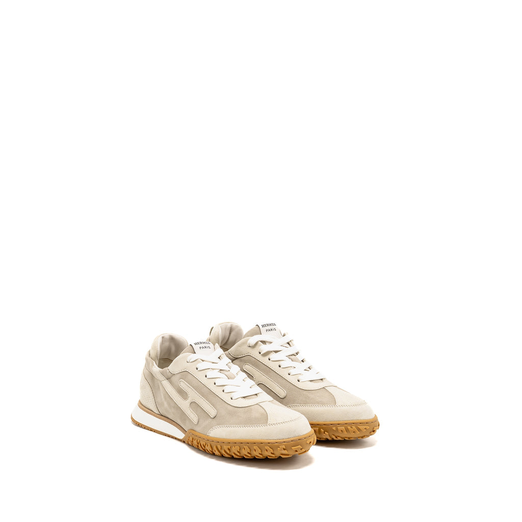 HERMES JET SNEAKER NAPPA/SUEDE GOATSKIN BLANC