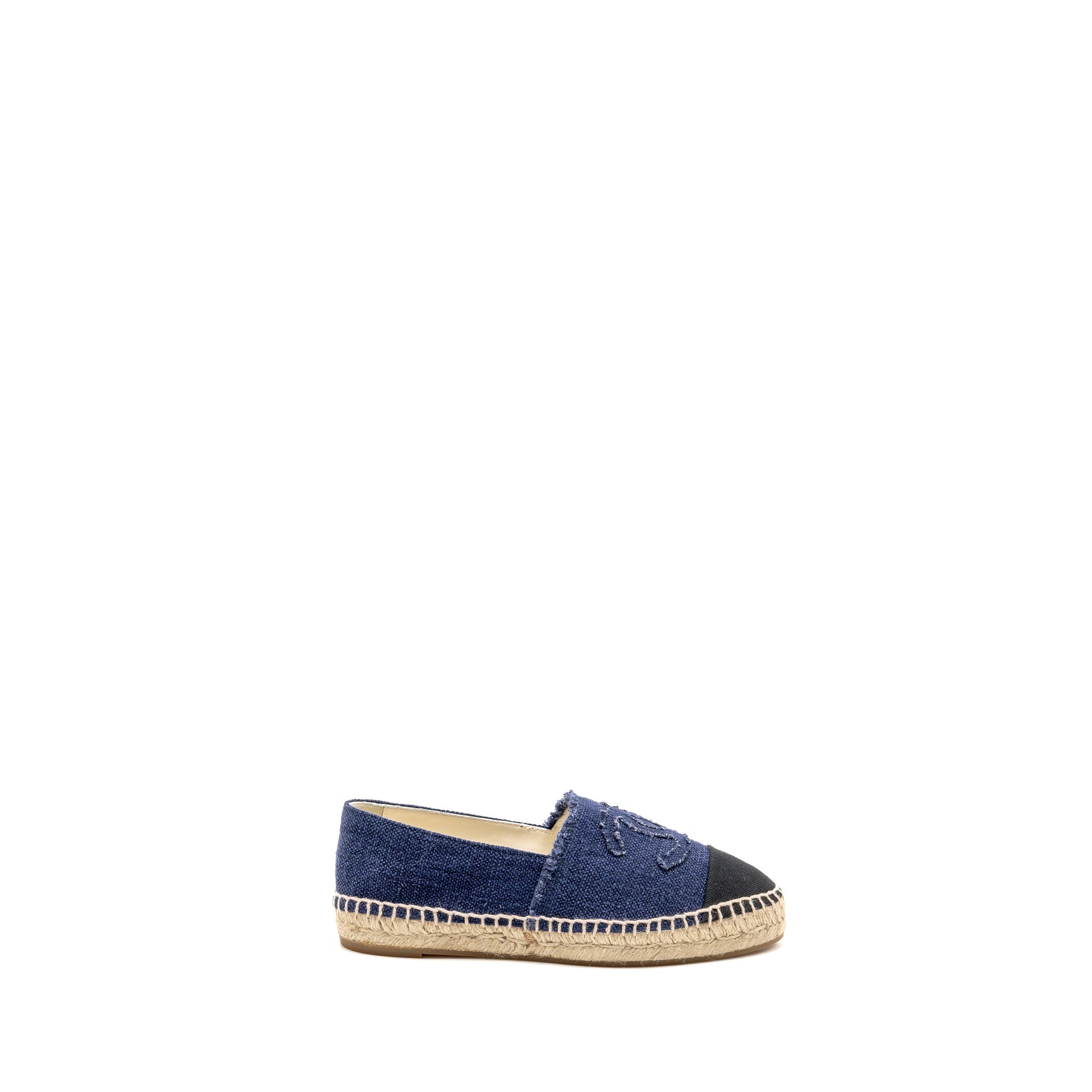 CHANEL ESPADRILLES LINEN BLUE/BLACK