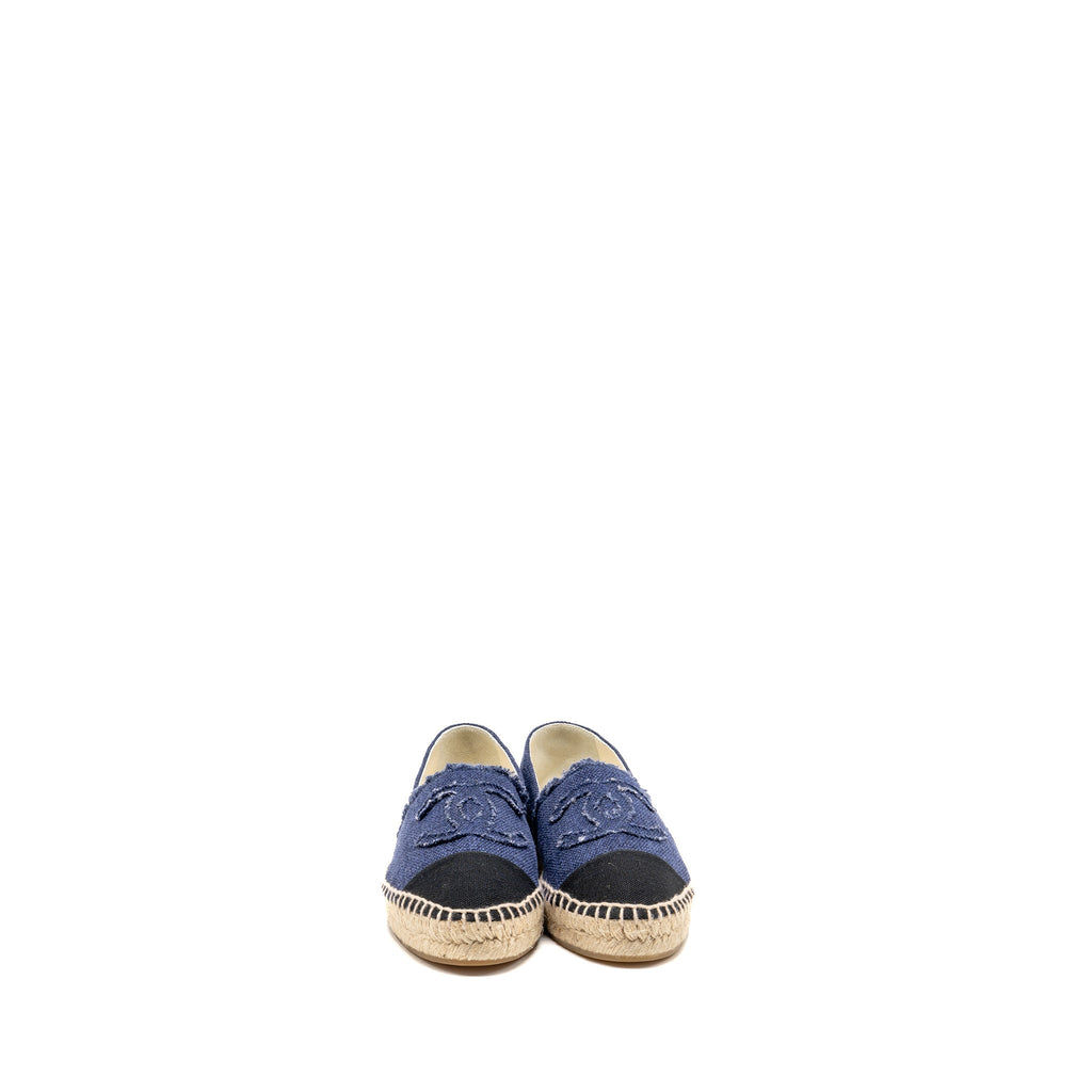CHANEL ESPADRILLES LINEN BLUE/BLACK