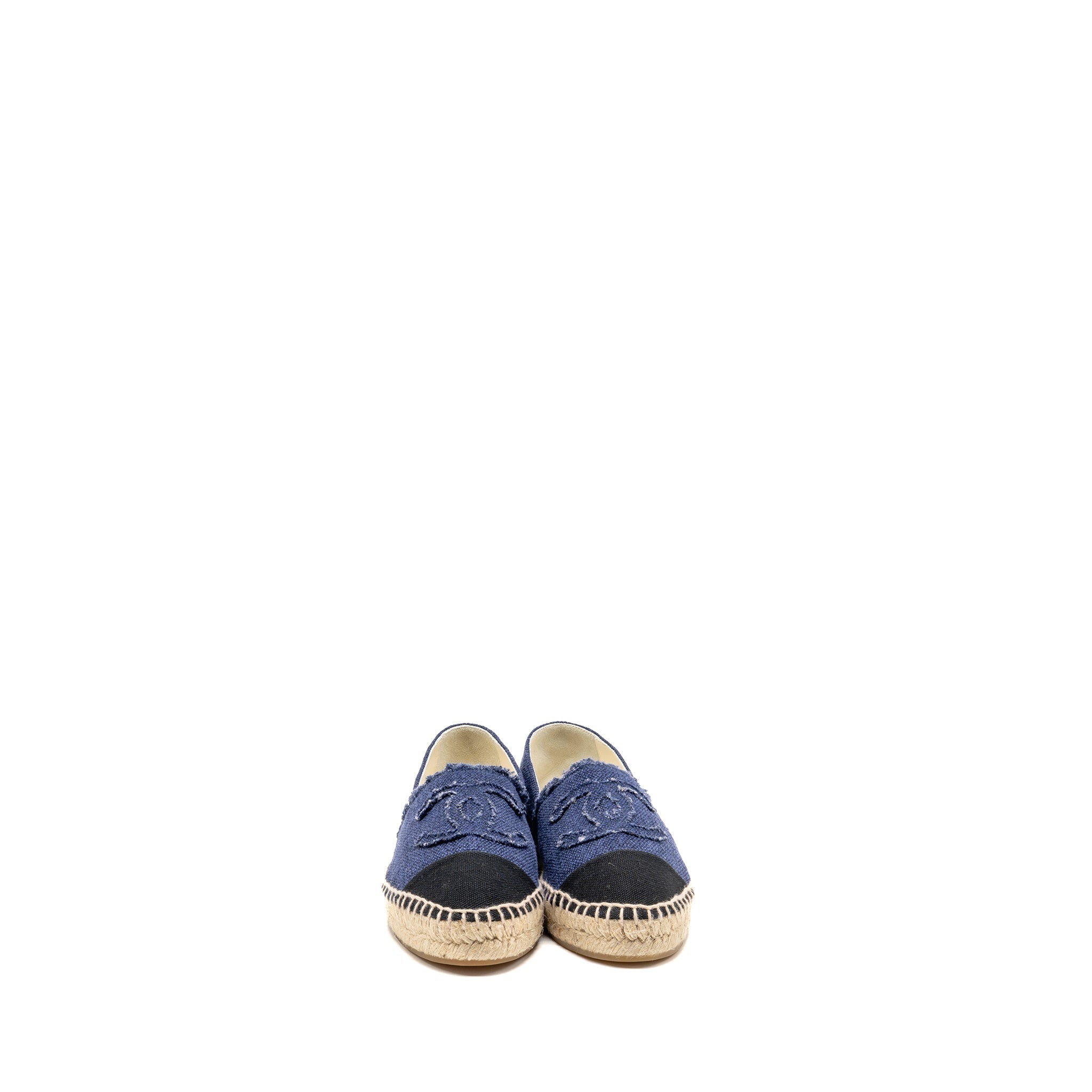 CHANEL ESPADRILLES LINEN BLUE/BLACK