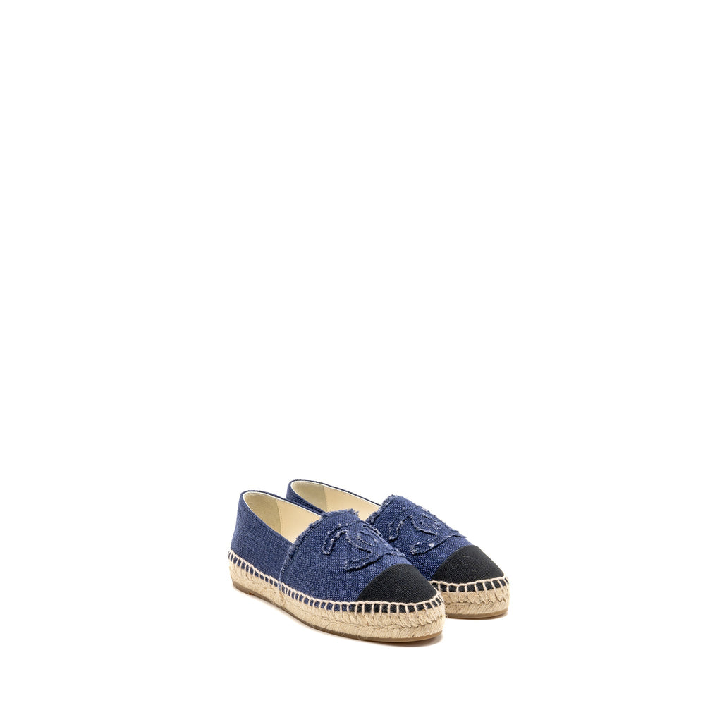 CHANEL ESPADRILLES LINEN BLUE/BLACK