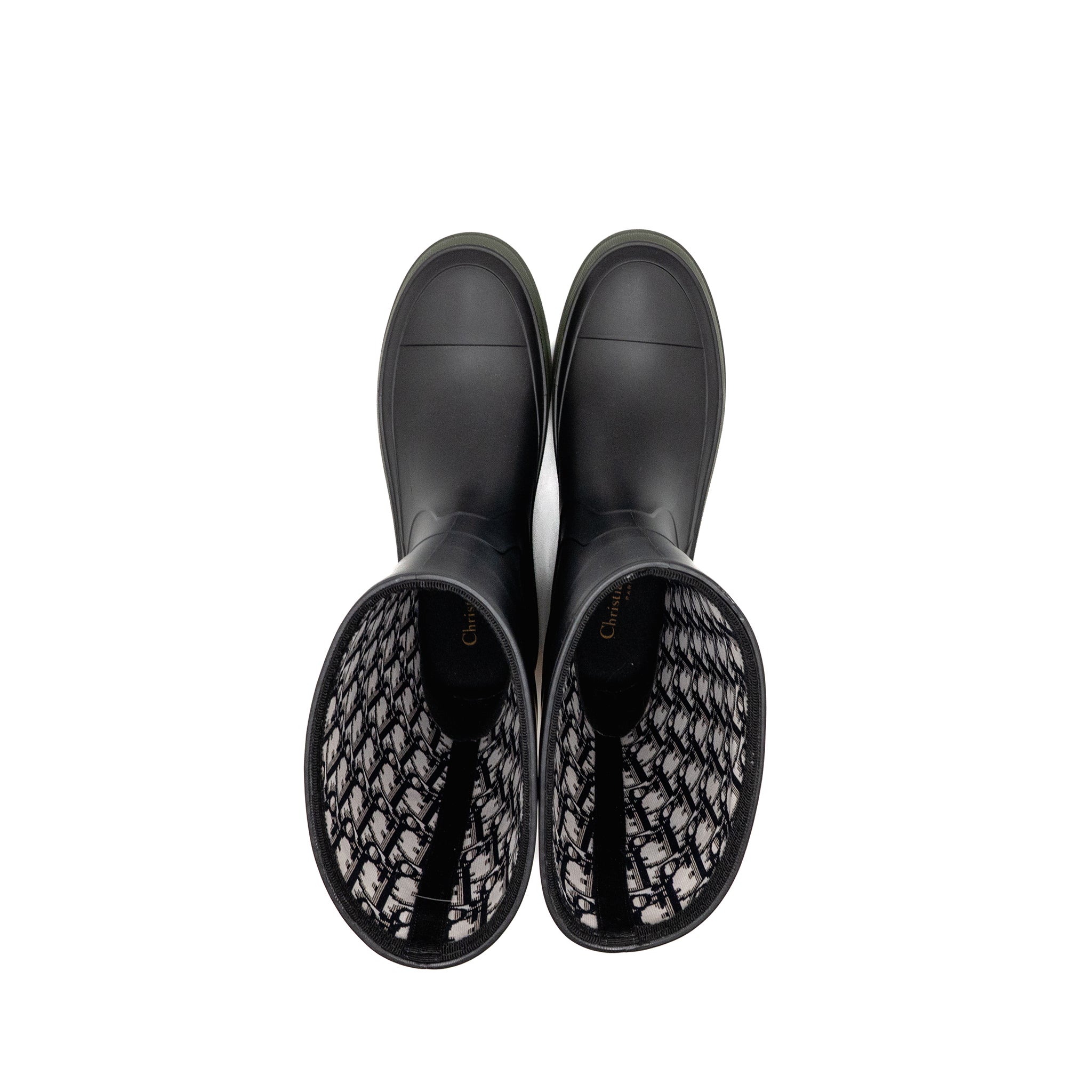 DIOR DIORUNION RAIN BOOT RUBBER BLACK/DARK GREEN