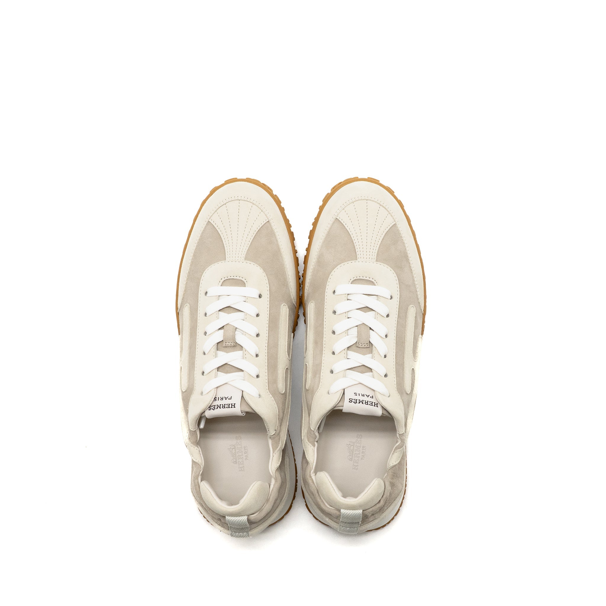 HERMES FEMME JET SNEAKER SUEDE GOATSKIN BEIGE ESQUISSE/GLAISE