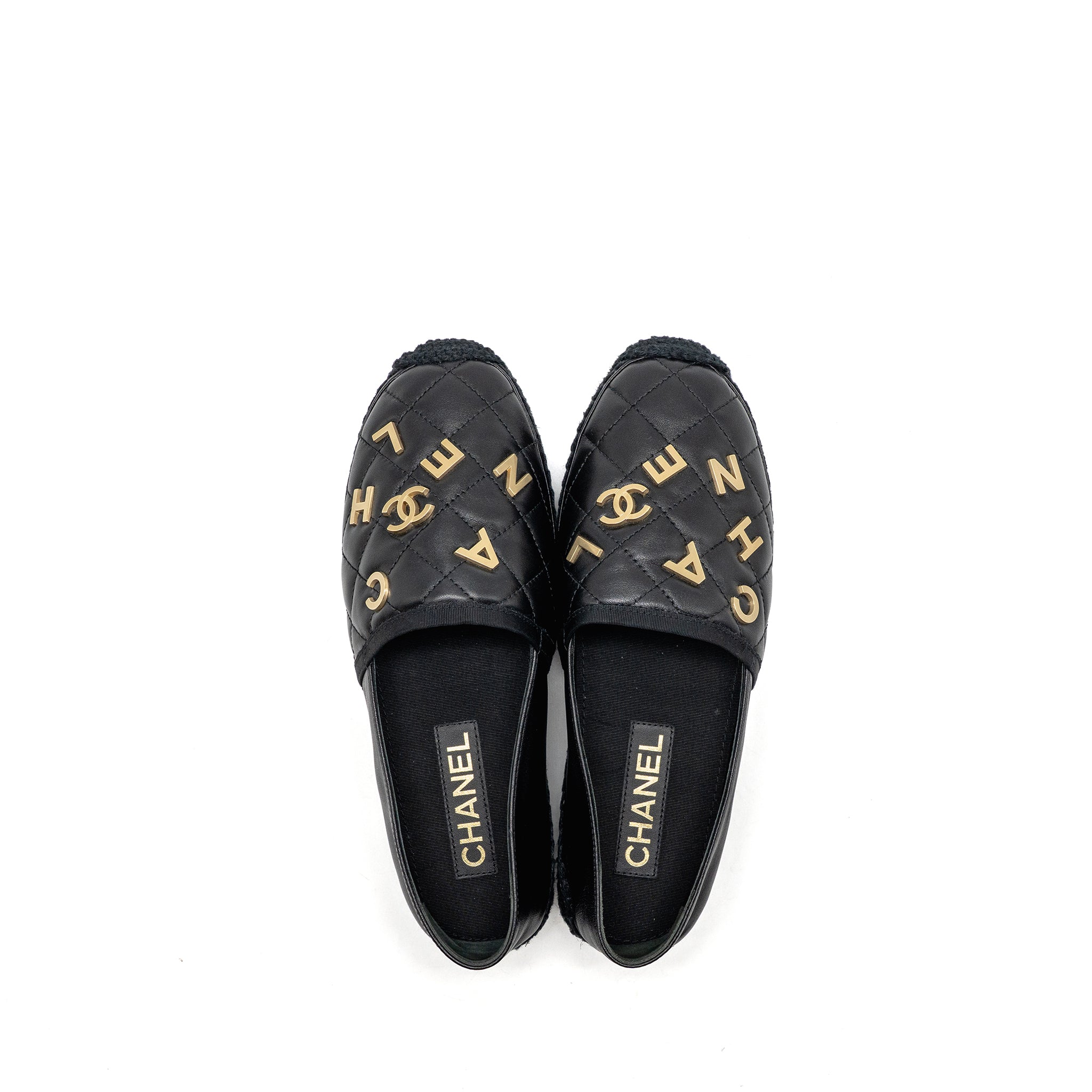 CHANEL ESPADRILLES LAMBSKIN/GROSGRAIN BLACK GHW