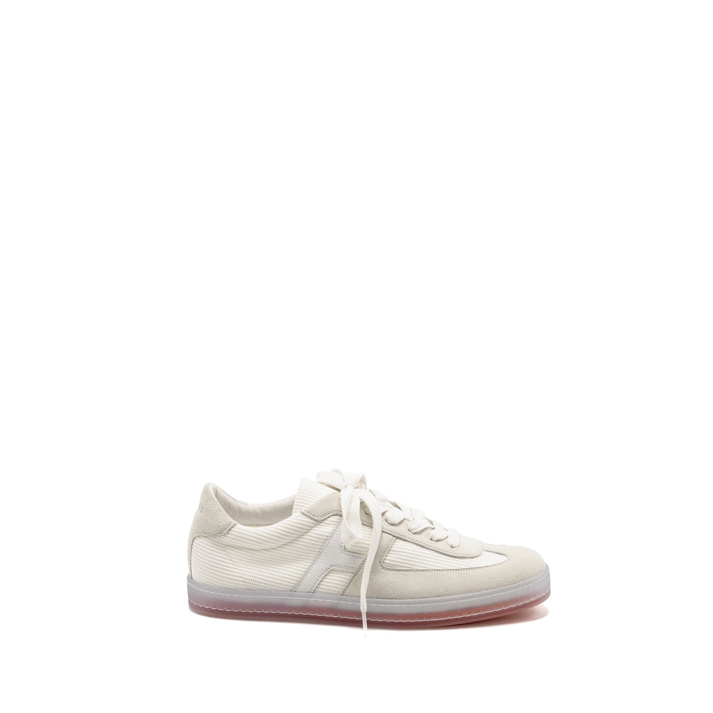 HERMES HOMME BOOMERANG SNEAKER MESH/ CALFSKIN/ SUEDE BLANC
