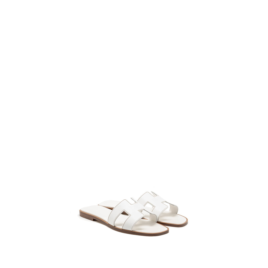 HERMES ORAN SANDALS BLANC PIQURES H