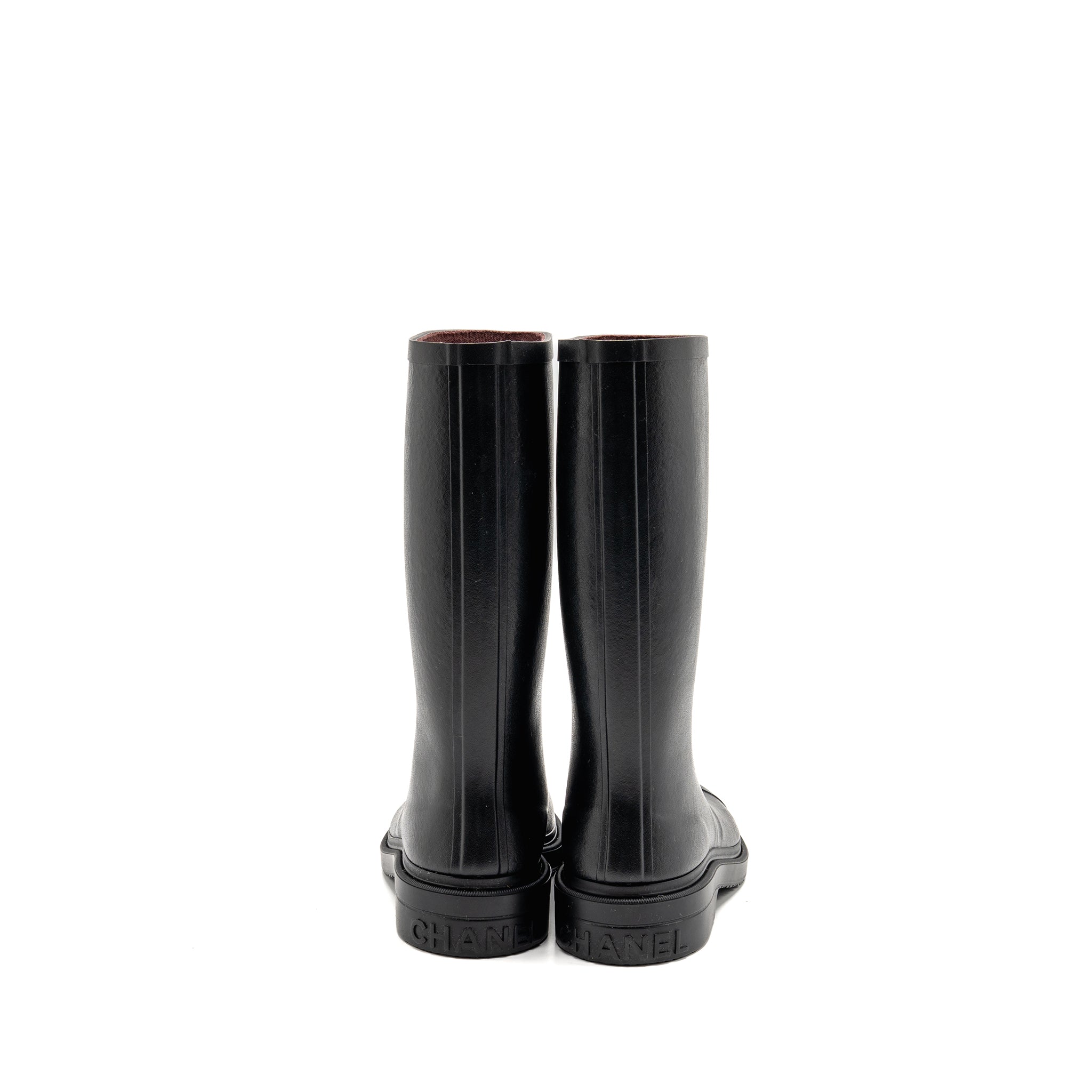 CHANEL 25B HIGH BOOTS CAOUTCHOUC BLACK