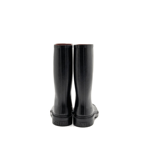 CHANEL 25B HIGH BOOTS CAOUTCHOUC BLACK