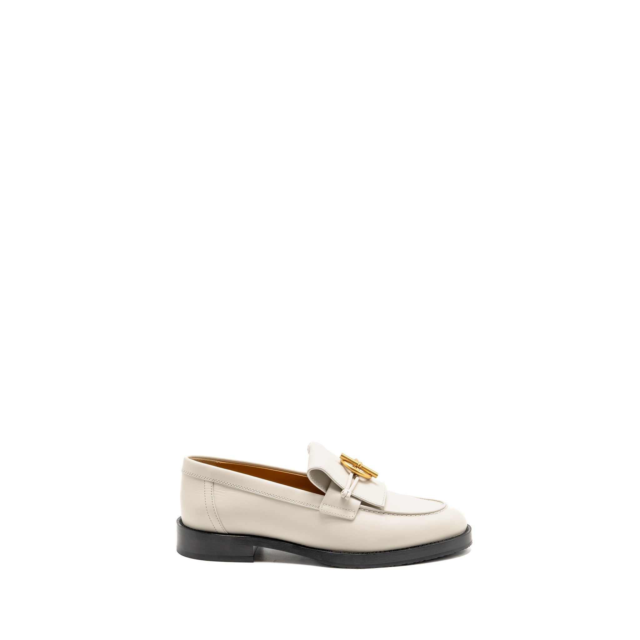 HERMES MOCASSINS IMPACT LOAFERS CALFSKIN BLANC DE PARIS GHW
