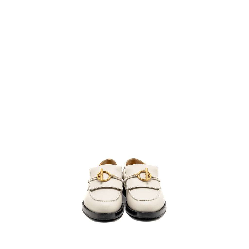 HERMES MOCASSINS IMPACT LOAFERS CALFSKIN BLANC DE PARIS GHW
