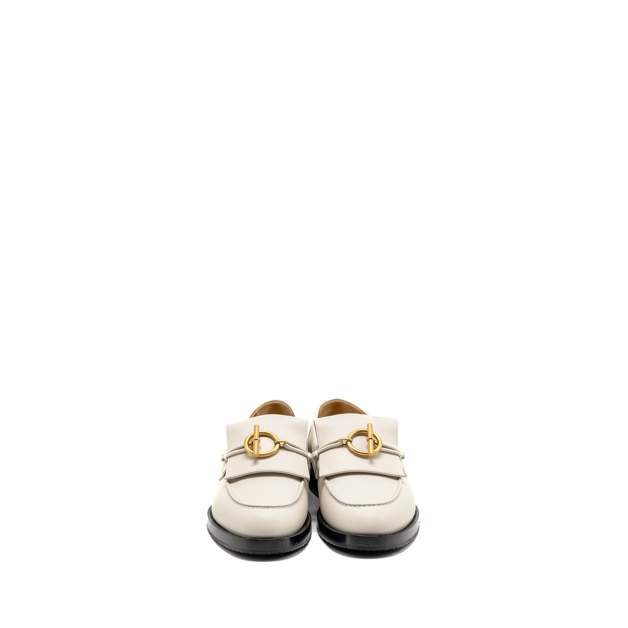 HERMES MOCASSINS IMPACT LOAFERS CALFSKIN BLANC DE PARIS GHW