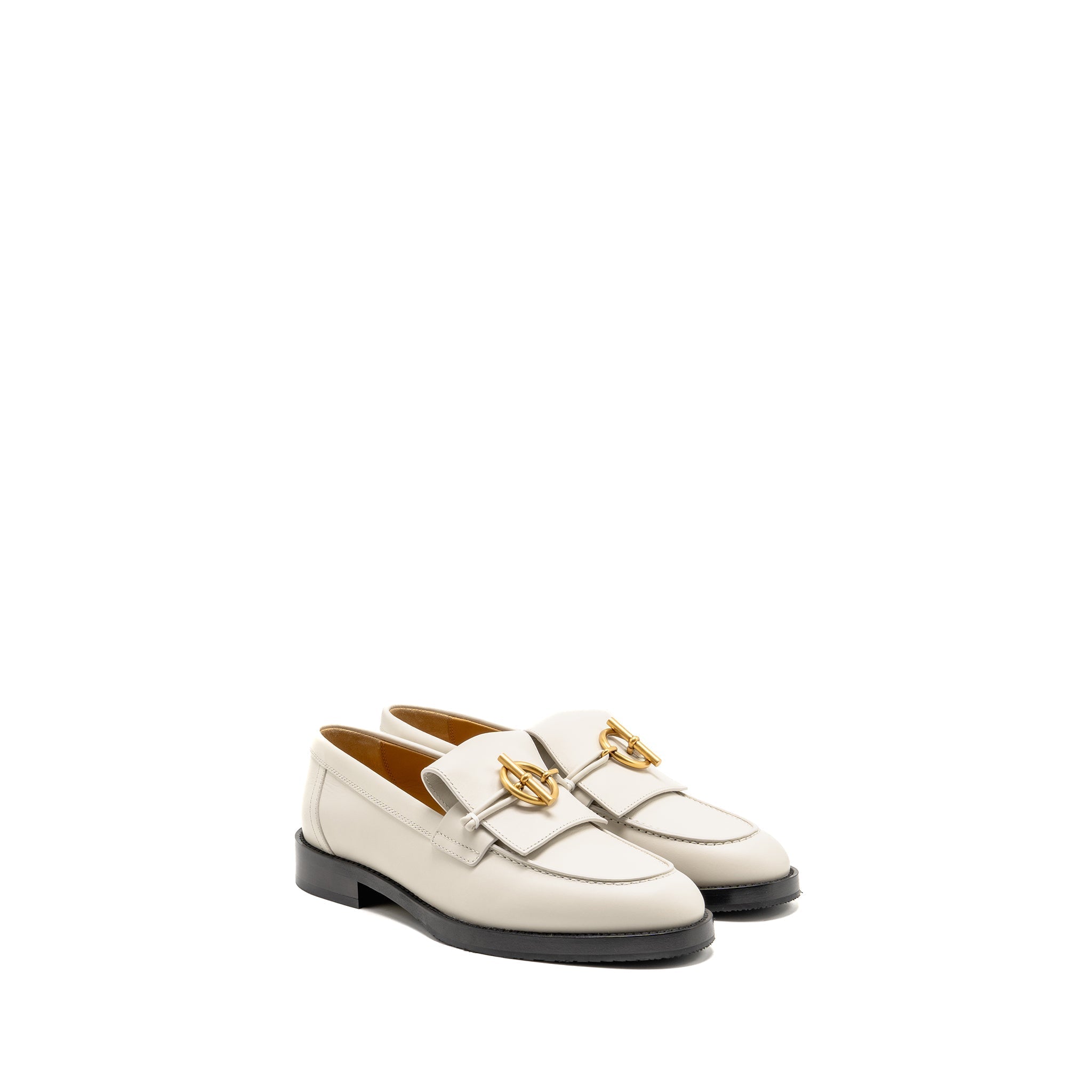HERMES MOCASSINS IMPACT LOAFERS CALFSKIN BLANC DE PARIS GHW