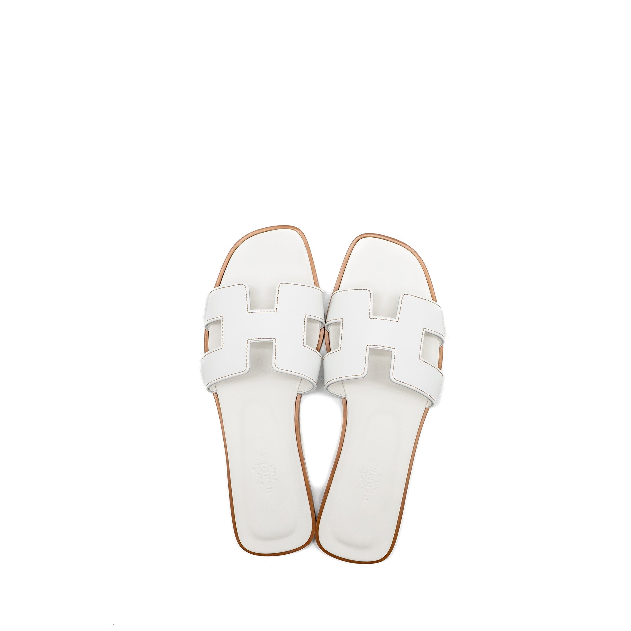 HERMES ORAN SANDALS BLANC PIQURES H