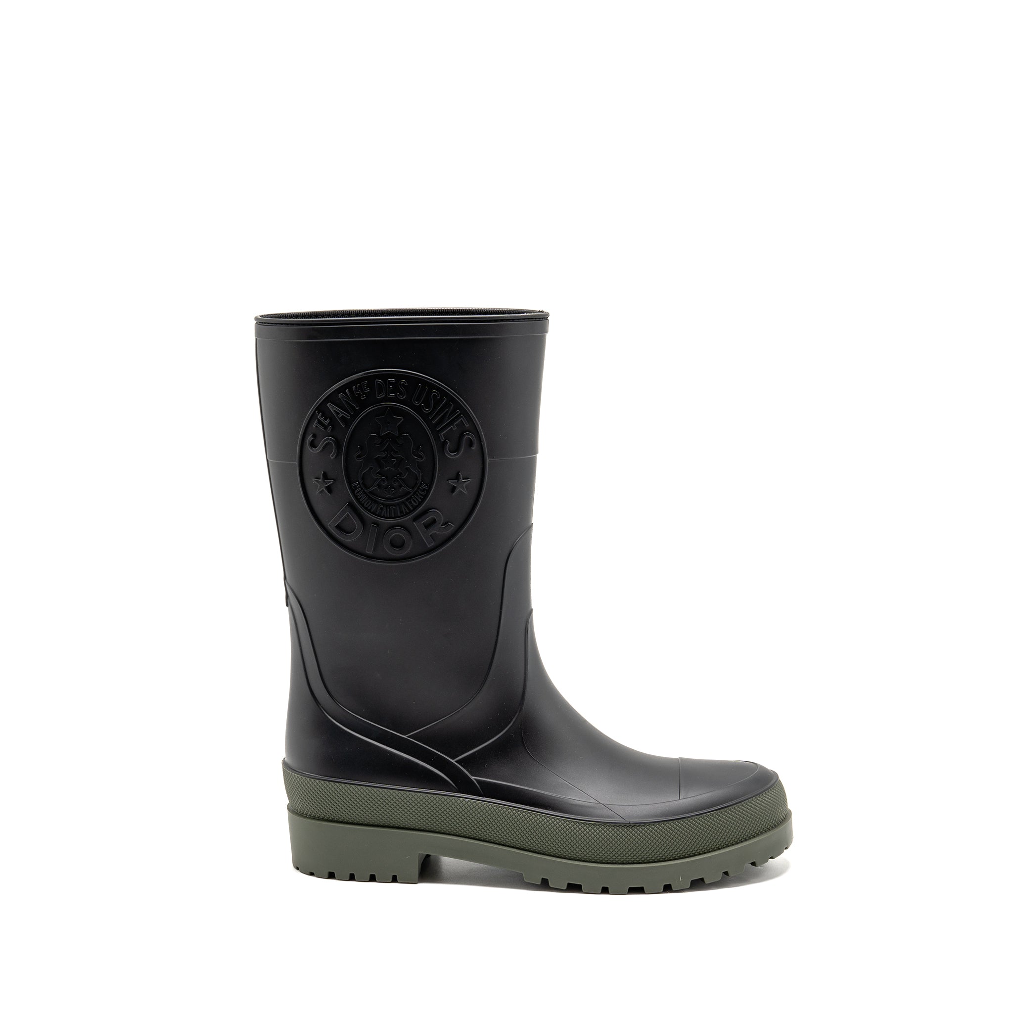 DIOR DIORUNION RAIN BOOT RUBBER BLACK/DARK GREEN