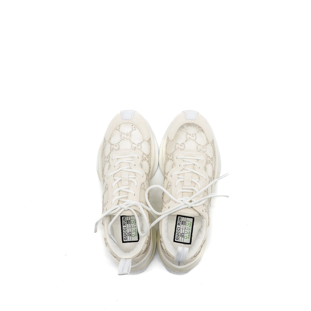 GUCCI GUCCI RUN SNEAKERS GG CRYSTAL MESH WHITE