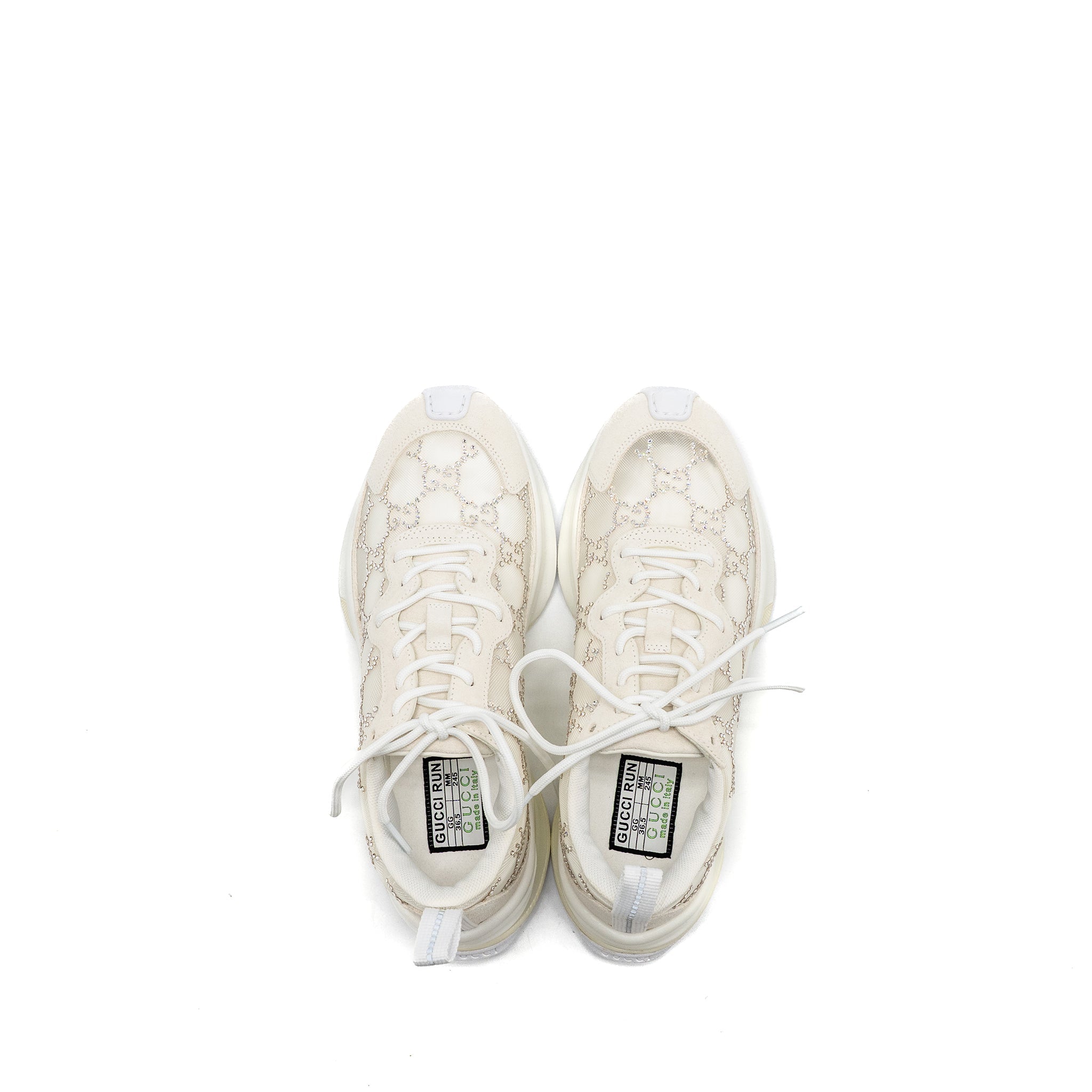 GUCCI GUCCI RUN SNEAKERS GG CRYSTAL MESH WHITE