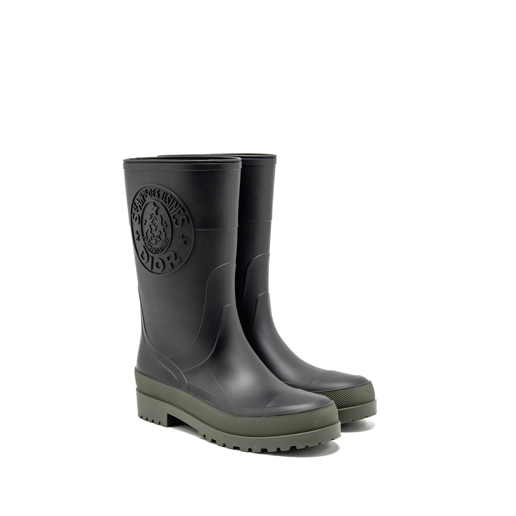 DIOR DIORUNION RAIN BOOT RUBBER BLACK/DARK GREEN