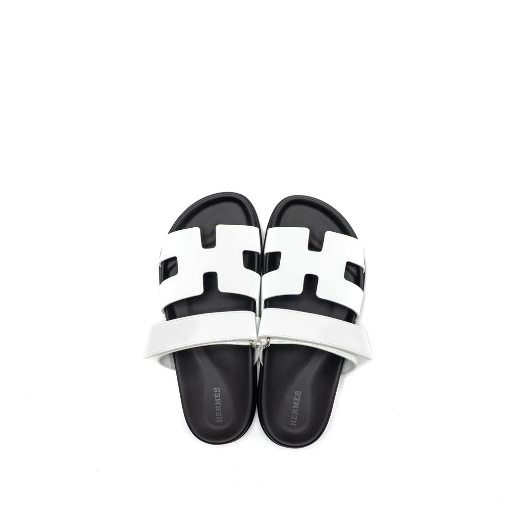 HERMES CHYPRE SANDAL CALFSKIN WHITE SHW