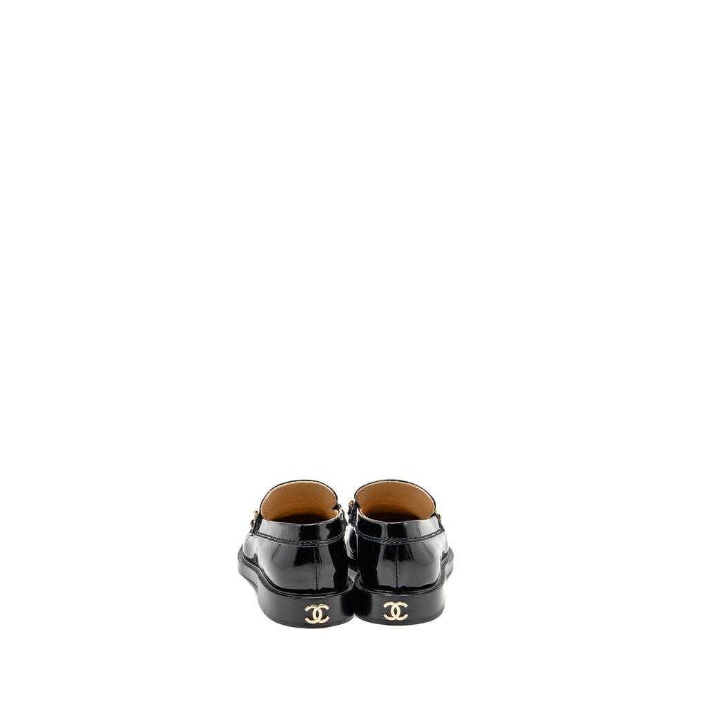 CHANEL LETTER LOAFER SHINY CALFSKIN BLACK LGHW