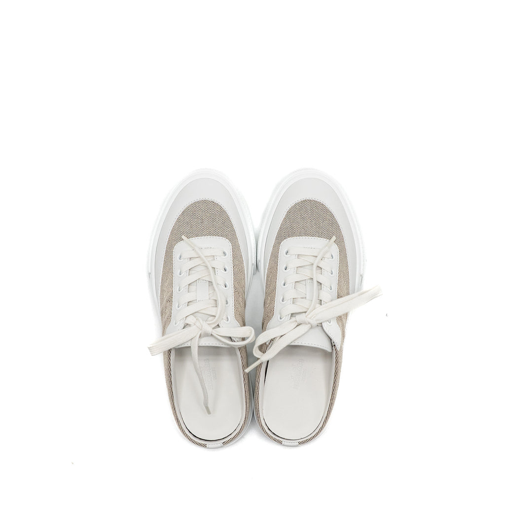 HERMES KEEP SNEAKER H CANVAS/CALFSKIN PRUNOIR/BLANC