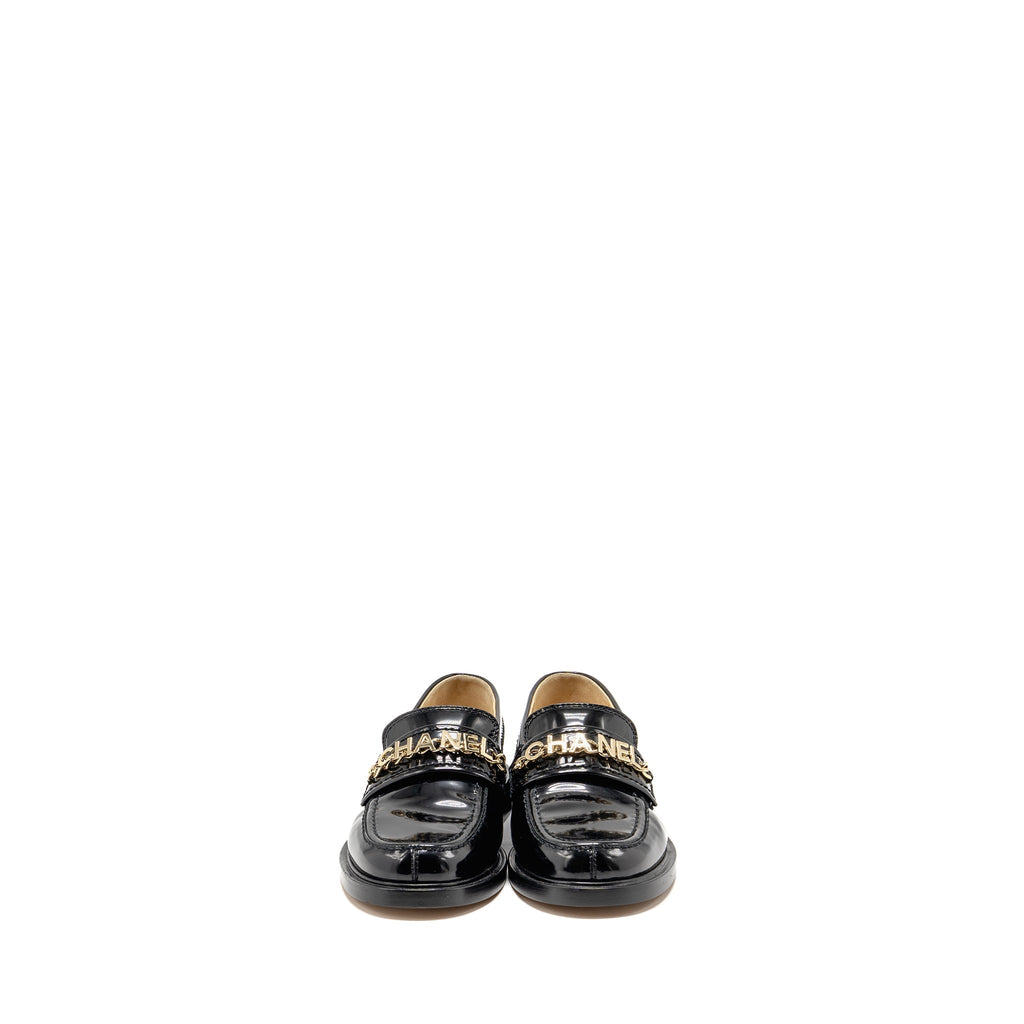 CHANEL LETTER LOAFER SHINY CALFSKIN BLACK LGHW
