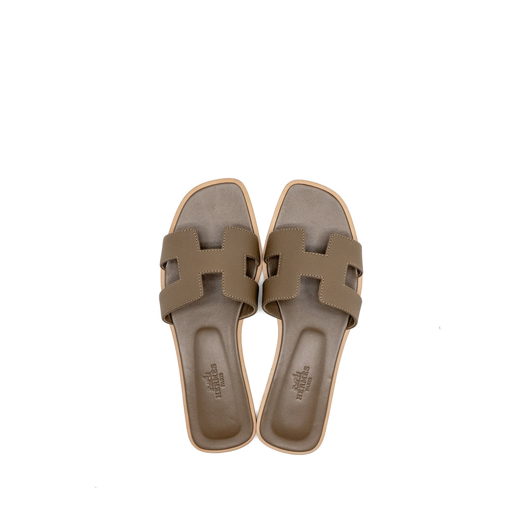 HERMES ORAN SANDAL CALFSKIN ETOUPE
